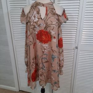 Umgee floral cold shoulder dress sz small *D1